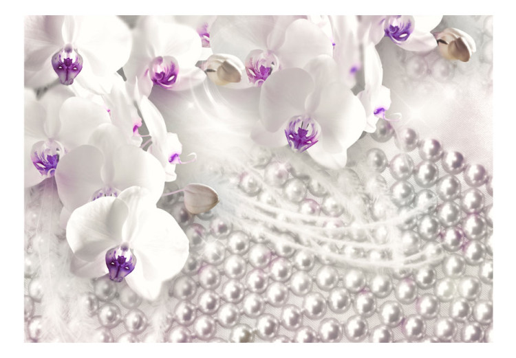 Fototapeta Romantyczna abstrakcja - kompozycja z białymi orchideami i perłami 65620 additionalImage 1