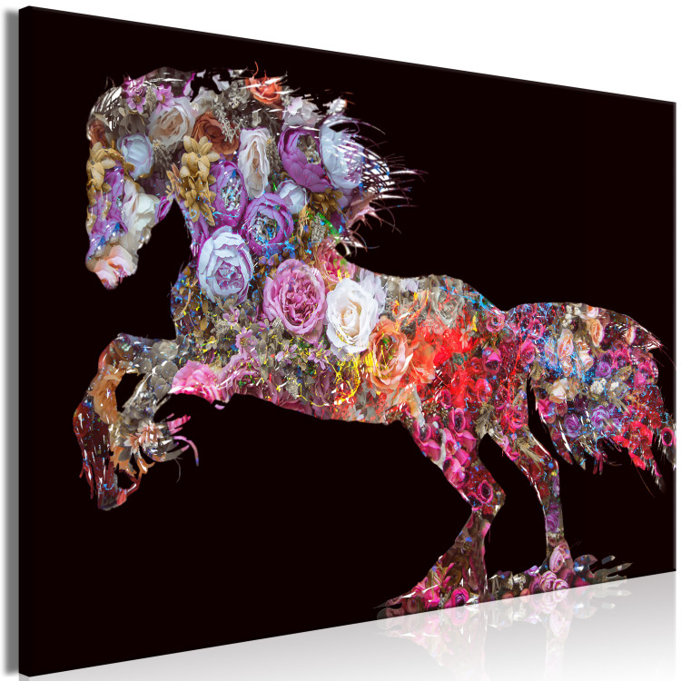 Obraz Szał kwiatów - abstrakcja z motywem kwiatowym w kształcie konia 135230 additionalImage 2