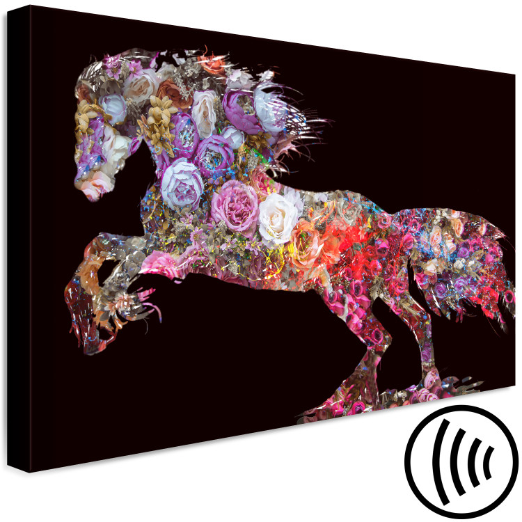 Obraz Szał kwiatów - abstrakcja z motywem kwiatowym w kształcie konia 135230 additionalImage 6
