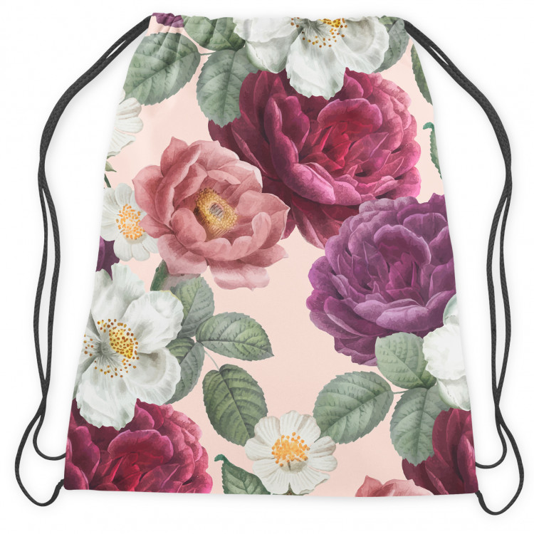 Worek plecak Piwonie w rozkwicie - wzór kwiatowy w stylu vintage na brzoskwiniowym tle 147640 additionalImage 2