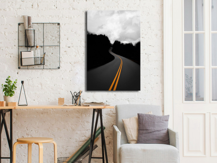 Obraz Droga między drzewami (1-częściowy) - czarno-biały pejzaż nieba 114950 additionalImage 3