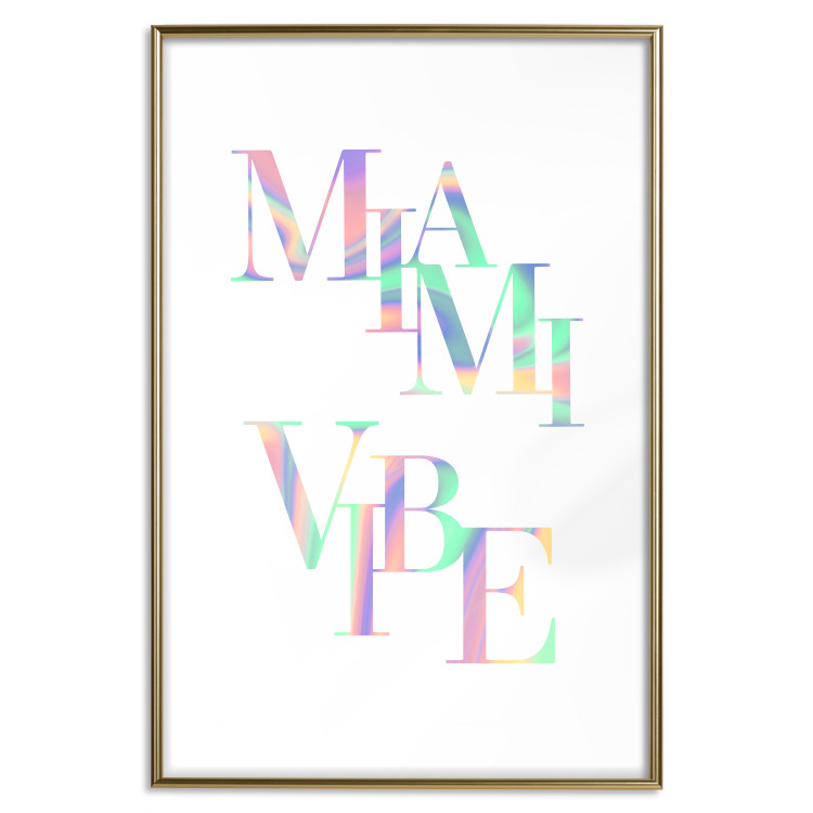 Plakat Miami Vibe - holograficzny napis w pastelowo-tęczowych kolorach 144350 additionalImage 25