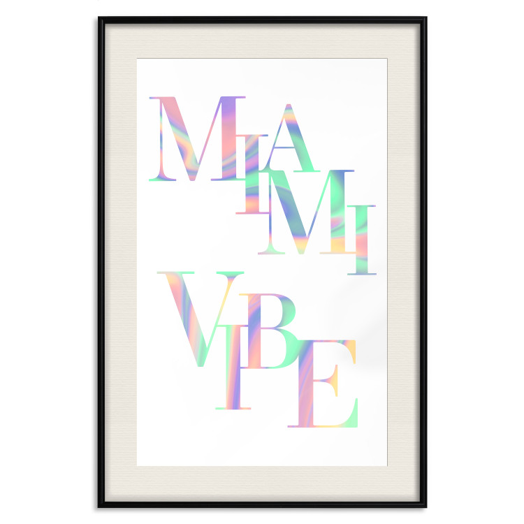 Plakat Miami Vibe - holograficzny napis w pastelowo-tęczowych kolorach 144350 additionalImage 27