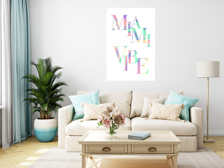 Plakat Miami Vibe - holograficzny napis w pastelowo-tęczowych kolorach 144350 additionalImage 7