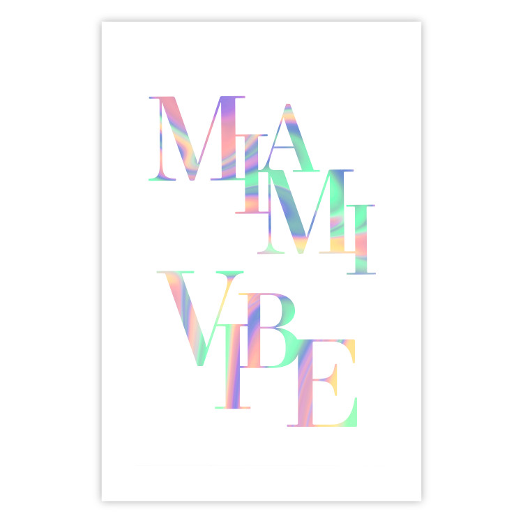 Plakat Miami Vibe - holograficzny napis w pastelowo-tęczowych kolorach 144350 additionalImage 23