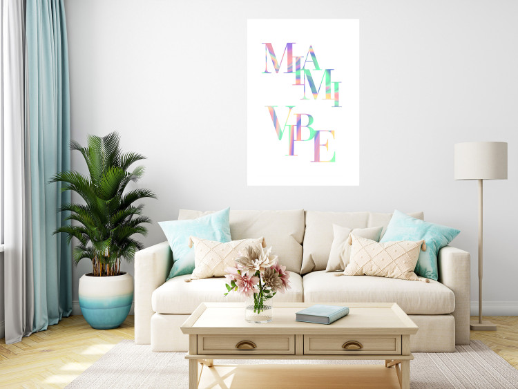 Plakat Miami Vibe - holograficzny napis w pastelowo-tęczowych kolorach 144350 additionalImage 12