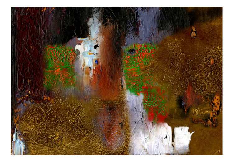 Fototapeta Malowana abstrakcja - ekspresja z plamami w kolorze złotym i brązowym 91650 additionalImage 1