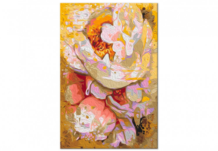 Obraz do malowania po numerach Białe kwiaty - kwitnąca jasna kamelia na złotym abstrakcyjnym tle 146190 additionalImage 3