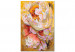 Obraz do malowania po numerach Białe kwiaty - kwitnąca jasna kamelia na złotym abstrakcyjnym tle 146190 additionalThumb 3