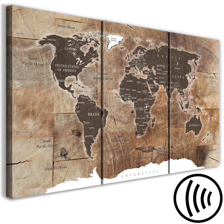 Obraz Mapa świata: Drewniana mozaika (3-częściowy) 122201 additionalImage 6