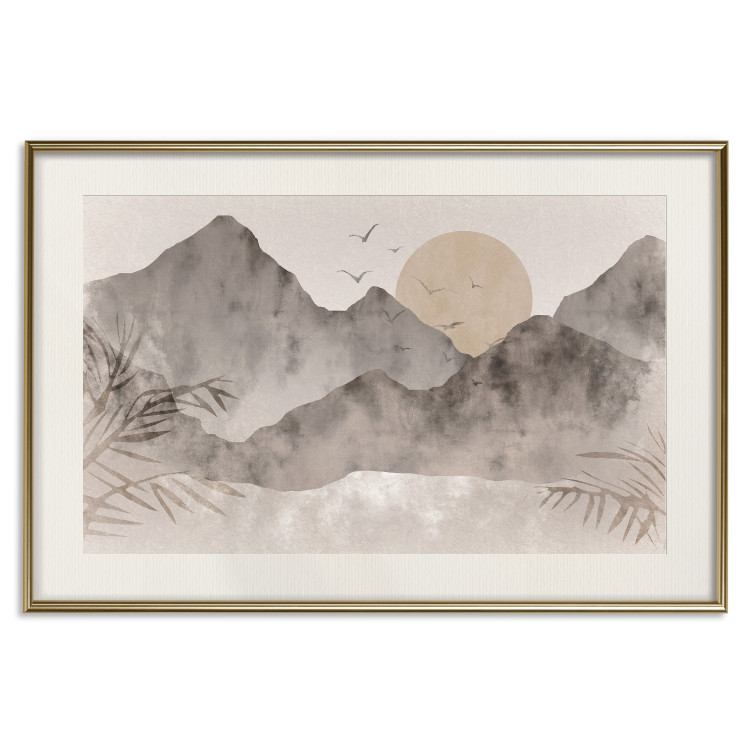 Plakat Pejzaż wabi-sabi - wschód słońca i skaliste gór w japońskim stylu 145101 additionalImage 11