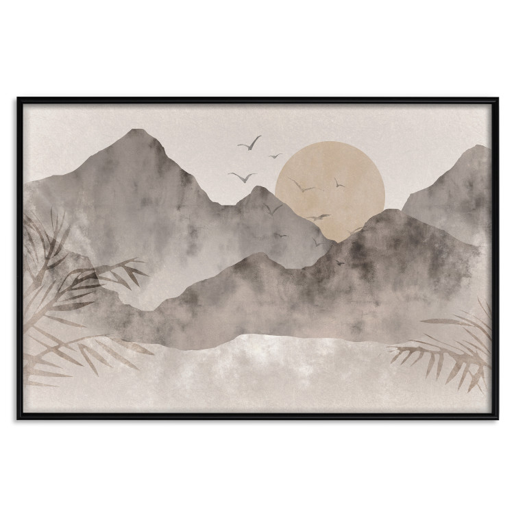 Plakat Pejzaż wabi-sabi - wschód słońca i skaliste gór w japońskim stylu 145101 additionalImage 27