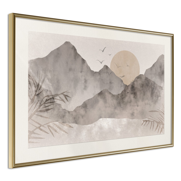 Plakat Pejzaż wabi-sabi - wschód słońca i skaliste gór w japońskim stylu 145101 additionalImage 14
