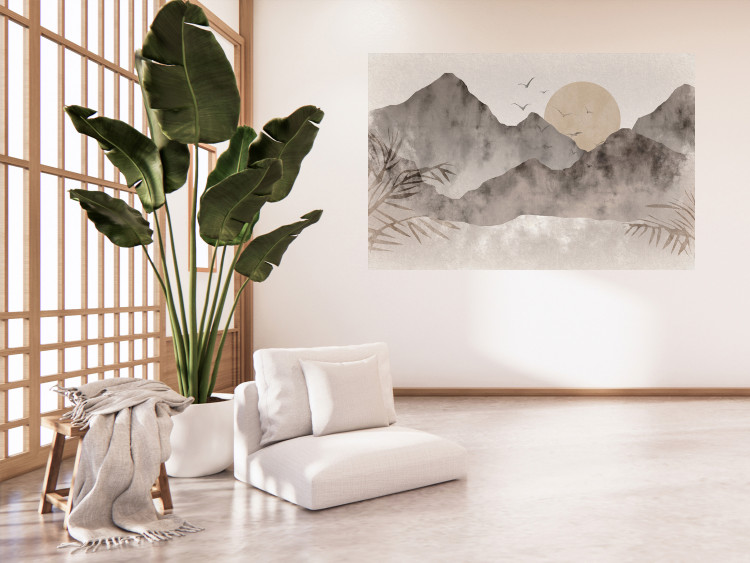Plakat Pejzaż wabi-sabi - wschód słońca i skaliste gór w japońskim stylu 145101 additionalImage 7