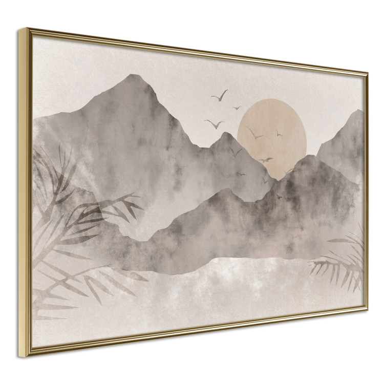 Plakat Pejzaż wabi-sabi - wschód słońca i skaliste gór w japońskim stylu 145101 additionalImage 5