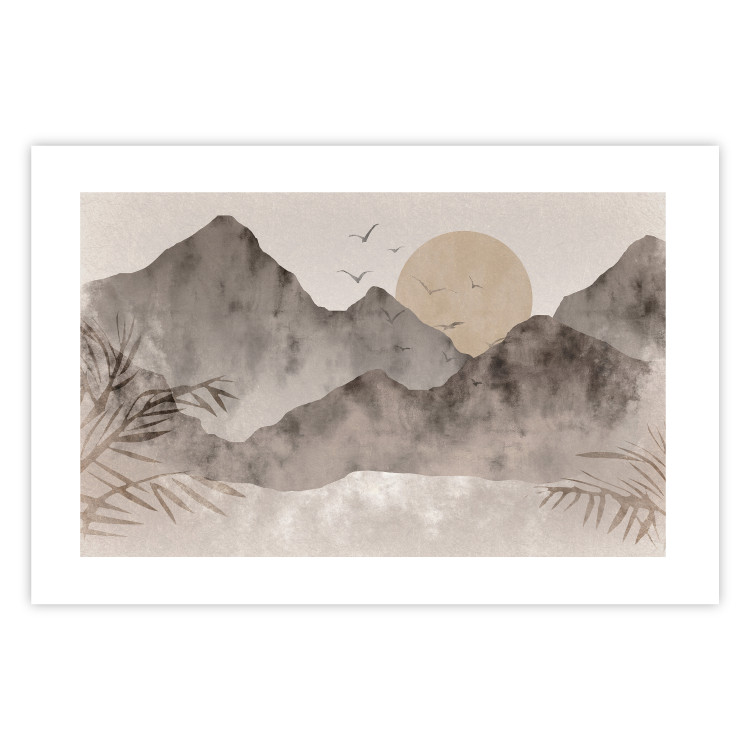 Plakat Pejzaż wabi-sabi - wschód słońca i skaliste gór w japońskim stylu 145101 additionalImage 25