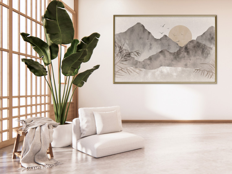 Plakat Pejzaż wabi-sabi - wschód słońca i skaliste gór w japońskim stylu 145101 additionalImage 22