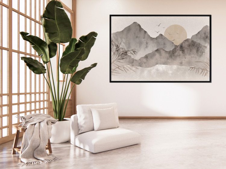 Plakat Pejzaż wabi-sabi - wschód słońca i skaliste gór w japońskim stylu 145101 additionalImage 13