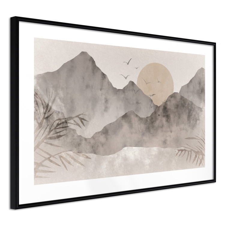 Plakat Pejzaż wabi-sabi - wschód słońca i skaliste gór w japońskim stylu 145101 additionalImage 6