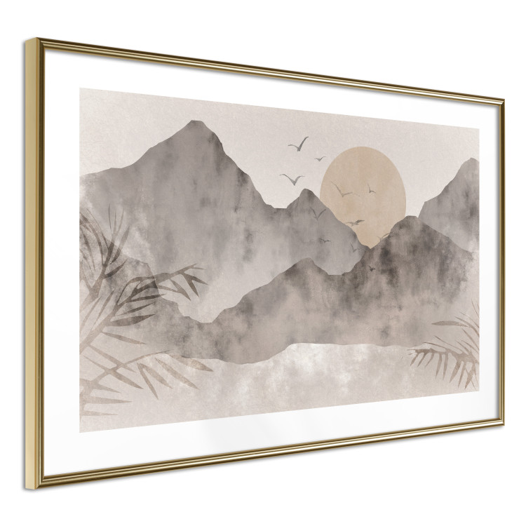 Plakat Pejzaż wabi-sabi - wschód słońca i skaliste gór w japońskim stylu 145101 additionalImage 4