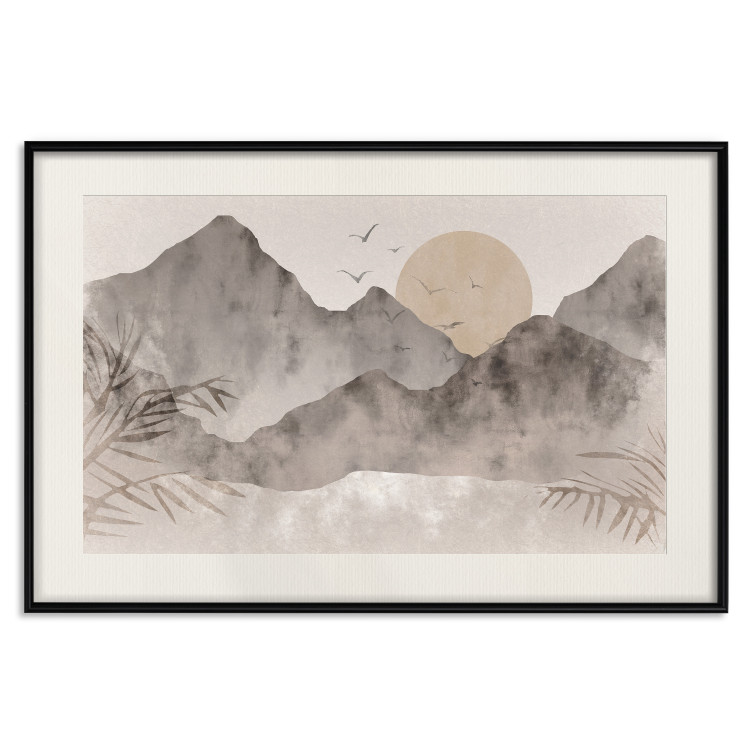 Plakat Pejzaż wabi-sabi - wschód słońca i skaliste gór w japońskim stylu 145101 additionalImage 10