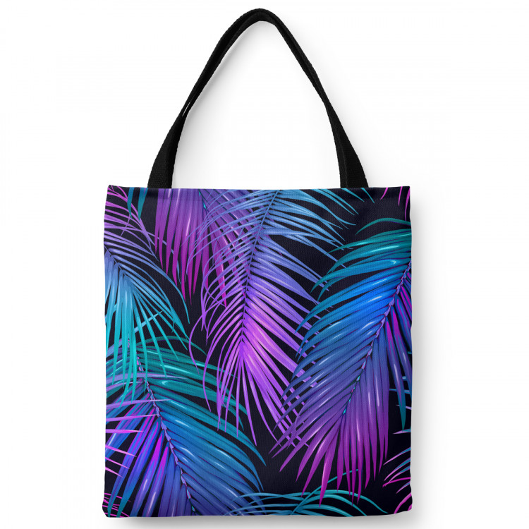 Torba na zakupy Neonowe palmy - roślinny motyw w odcieniach turkusu i fioletu 147621