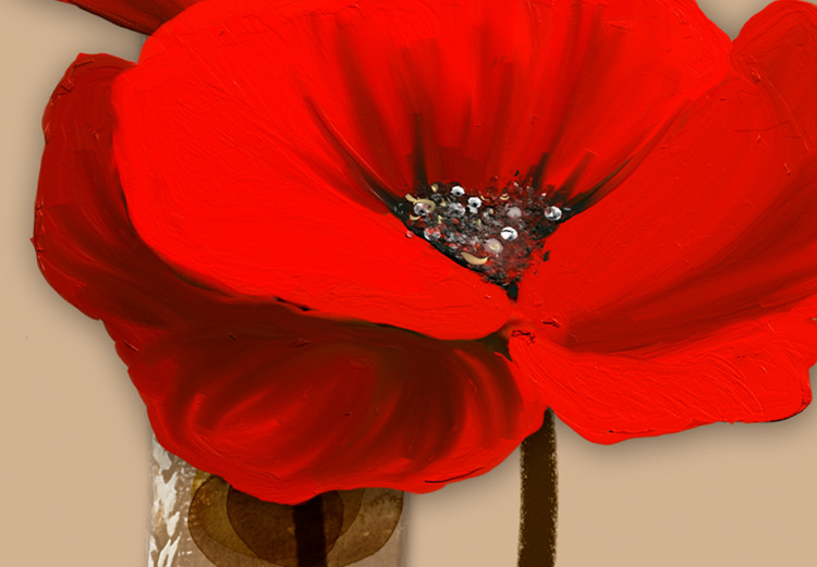 Obraz Białe i czerwone maki - tryptyk z kwiatami na brązowym tle 128831 additionalImage 5