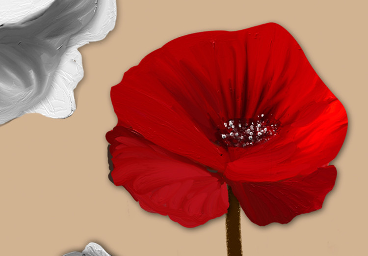 Obraz Białe i czerwone maki - tryptyk z kwiatami na brązowym tle 128831 additionalImage 4