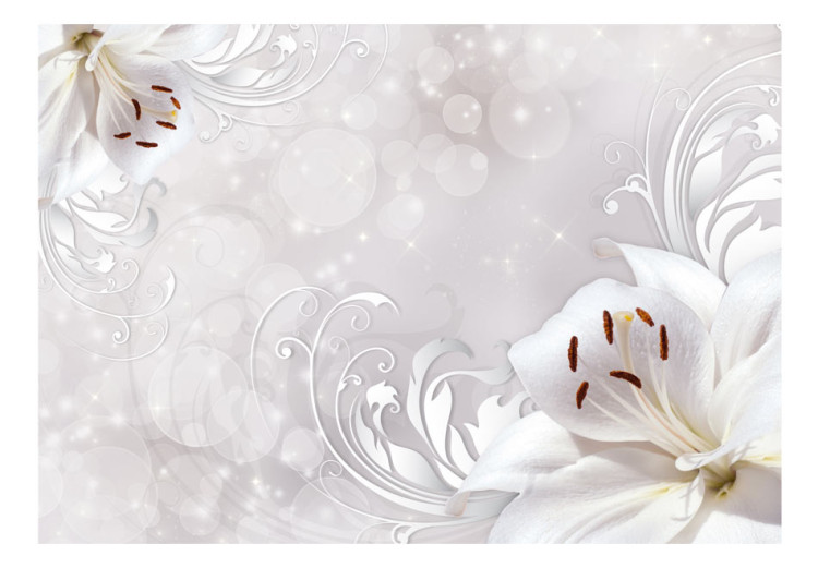 Fototapeta Kompozycja z liliami - białe kwiaty z ornamentami w stylu glamour 66131 additionalImage 1