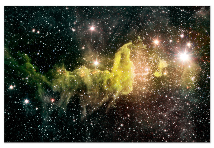 Obraz na szkle Zielona mgławica - oślepiające gwiazdy w przestrzeni kosmicznej 146441 additionalImage 2