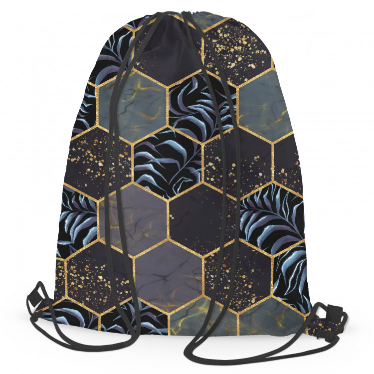 Worek plecak Roślinna geometria – sześciokąty i gałęzie w ciemnych barwach 147351
