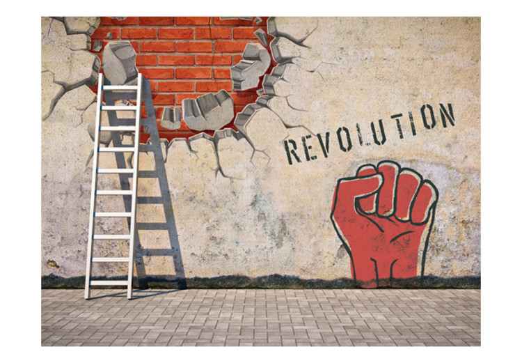 Fototapeta Ręka rewolucji - miejski mural z zaciśnięta dłonią w stylu street art 60751 additionalImage 1