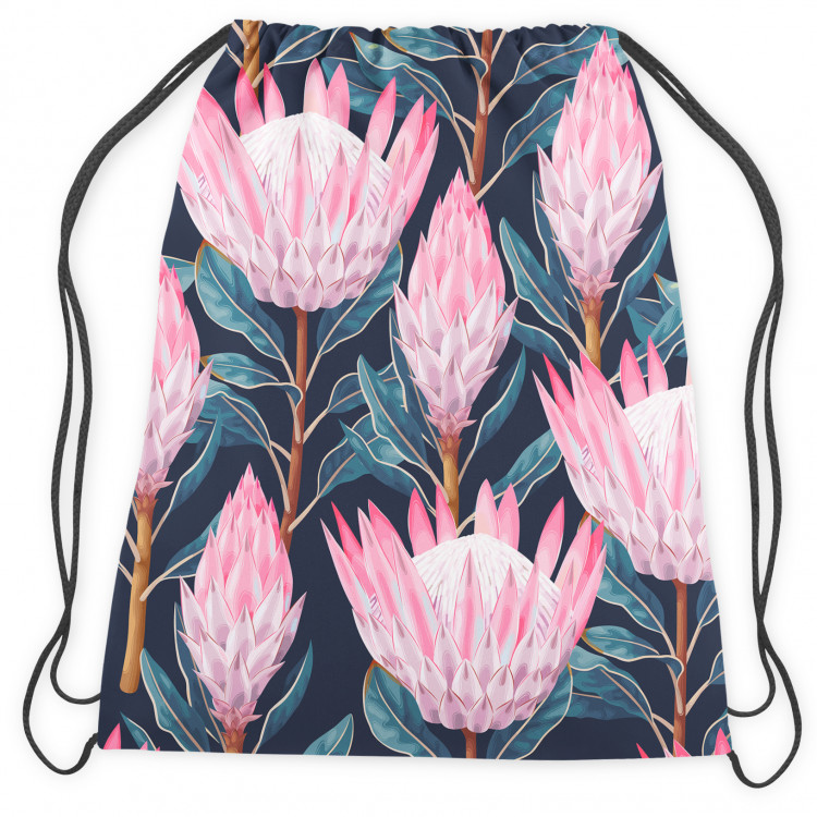 Worek plecak Fantazyjne pąki – kompozycja z różowymi kwiatami na ciemnym tle 147361 additionalImage 2