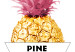 Obraz Egzotyczna kompozycja z flamingiem, palmą i ananasem - tryptyk z martwą naturą, dziką przyrodą i napisami w szarych, różowych i złotych odcieniach 118071 additionalThumb 4