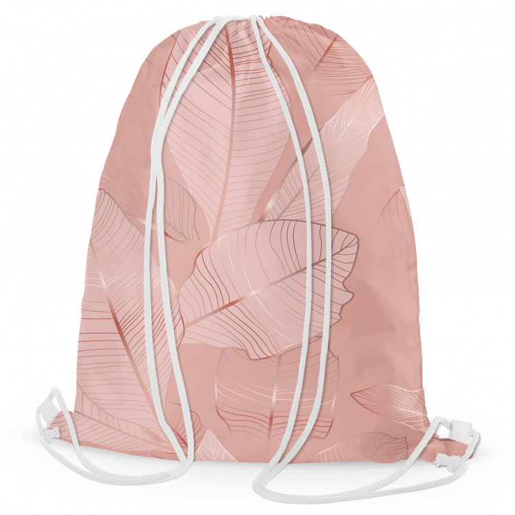 Worek plecak Różowe wino - graficzne liście w odcieniach różu w stylu glamour 147471
