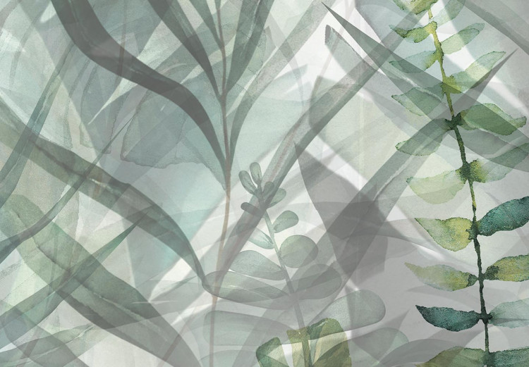 Obraz okrągły Przenikanie liści - krajobraz z zielonymi roślinami o poranku  148671 additionalImage 2