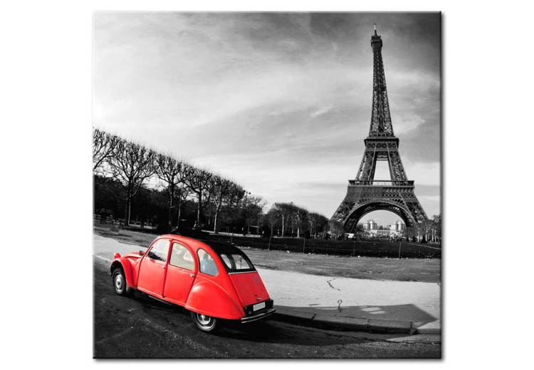 Obraz Czerwony samochód i Wieża Eiffla 50471