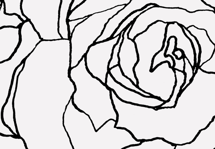 Obraz Na głowie róże - czarno-biała, linearna grafika z sylwetką kobiety 132081 additionalImage 4