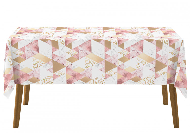 Obrus na stół Geometryczny patchwork - kompozycja trójkątów z wzorem marmuru i złota 147681 additionalImage 4