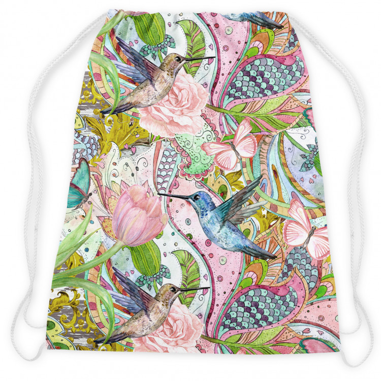 Worek plecak Wiosna i koliberki - ornamentalny wzór roślinny z egzotycznymi ptakami 147412 additionalImage 2