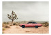 Fototapeta Różowy, amerykański klasyk - fotografia pustyni z samochodem i górami 136322 additionalThumb 1