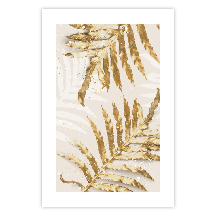 Plakat Złote eleganckie liście - rośliny w klimacie świątecznym 148042 additionalImage 13