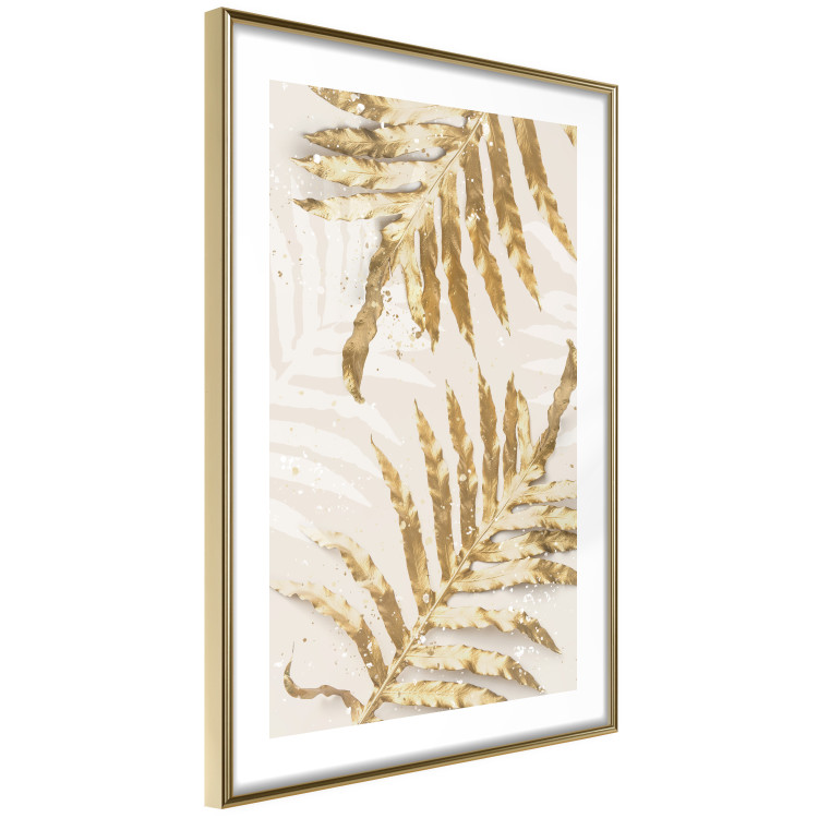 Plakat Złote eleganckie liście - rośliny w klimacie świątecznym 148042 additionalImage 4