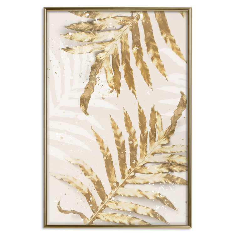 Plakat Złote eleganckie liście - rośliny w klimacie świątecznym 148042 additionalImage 18