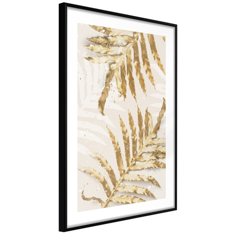 Plakat Złote eleganckie liście - rośliny w klimacie świątecznym 148042 additionalImage 2