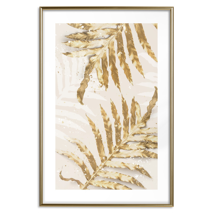 Plakat Złote eleganckie liście - rośliny w klimacie świątecznym 148042 additionalImage 14