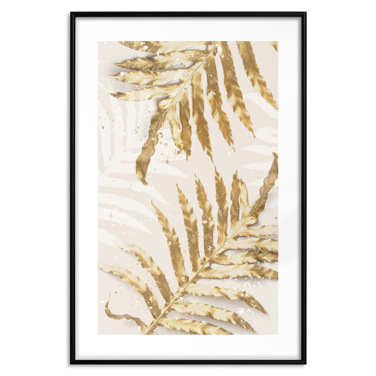 Plakat Złote eleganckie liście - rośliny w klimacie świątecznym 148042 additionalImage 23