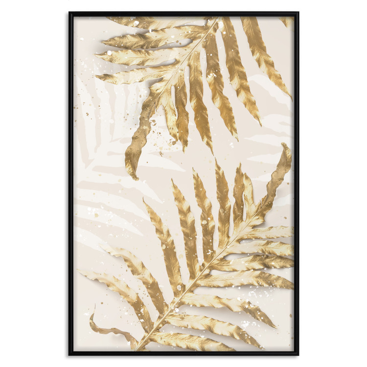 Plakat Złote eleganckie liście - rośliny w klimacie świątecznym 148042 additionalImage 7