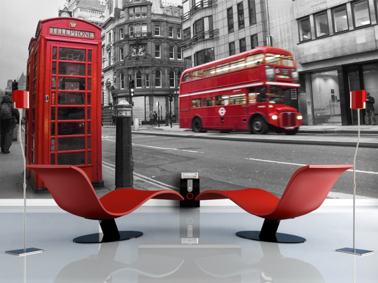 Fototapeta Londyn: czerwony autobus i budka telefoniczna 97042