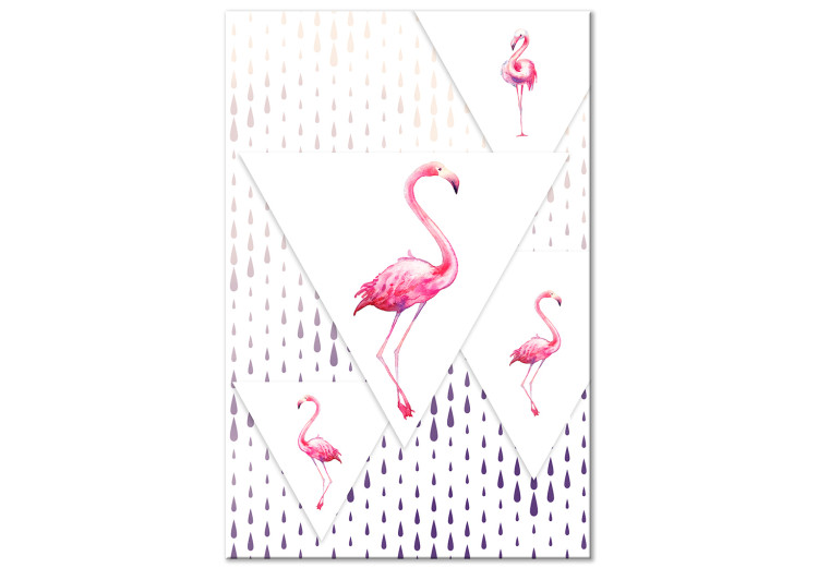 Obraz Dumne flamingi (1-częściowy) - ptaki w geometrycznym świecie trójkątów 115252